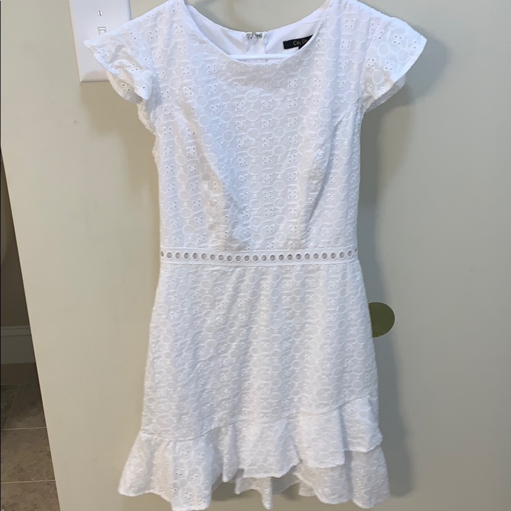 white dress with lace detailing